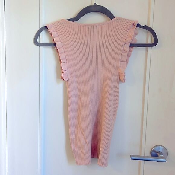 NWT Express Ribbed Short Sleeve Light Blush Pink Tank Top Size XS - Picture 2 of 4